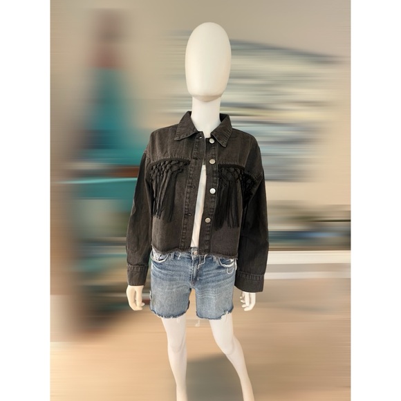 BLUE VELVET Washed out black HOWDY jean jacket S M L - Picture 3 of 8